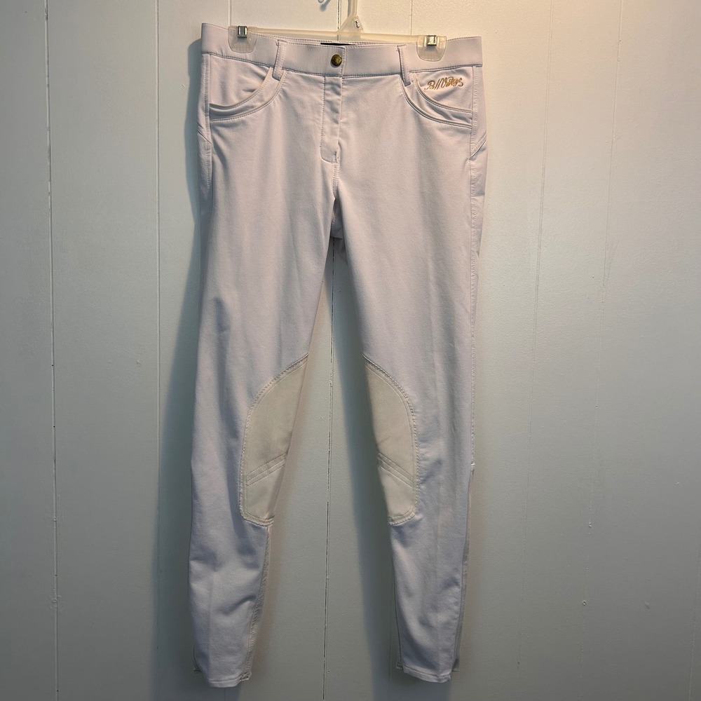 B Vertigo Womens White Equestrian Riding Breeches Knee Patch Size USA S 38